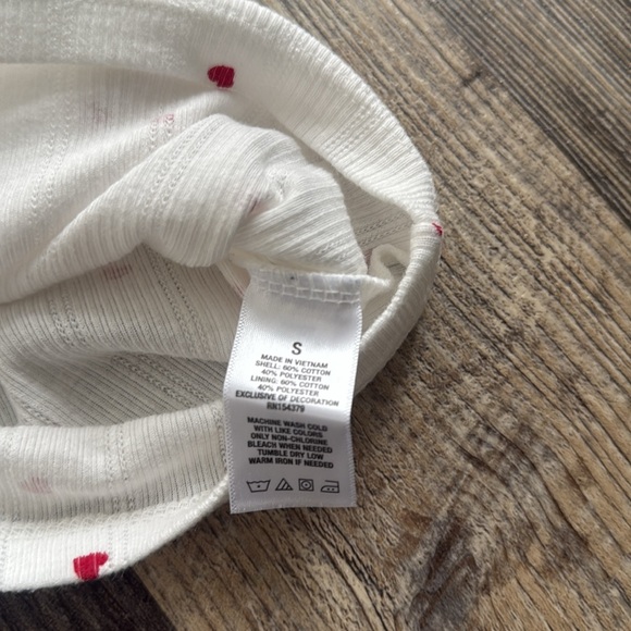Aeropostale Heart Print Square Neck White Red Cropped Tank Women’s Size Small - Picture 10 of 10